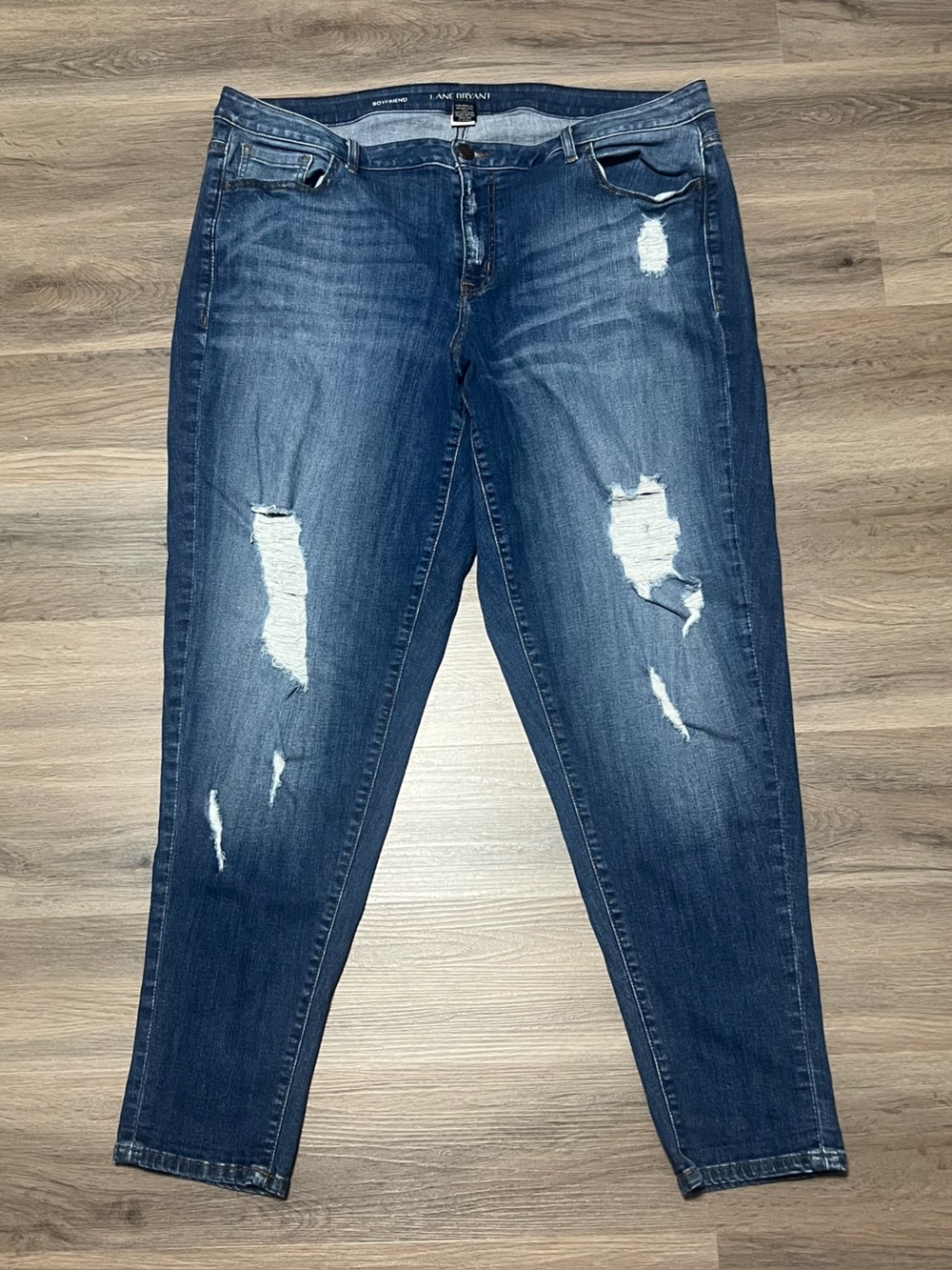 Lane Bryant 22 Blue Jeans Boyfriend Distressed Cotton Stretch Plus Medium Wash